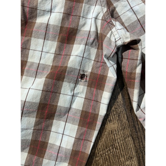Koman Cargo Shorts Mens 32 White Brown‎ Plaid Utility Pockets Casual Flat Front - Picture 11 of 16